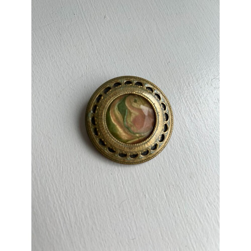 Vintage Revival Brooch/ Former Button Repurpose Heavy 1 5/8"